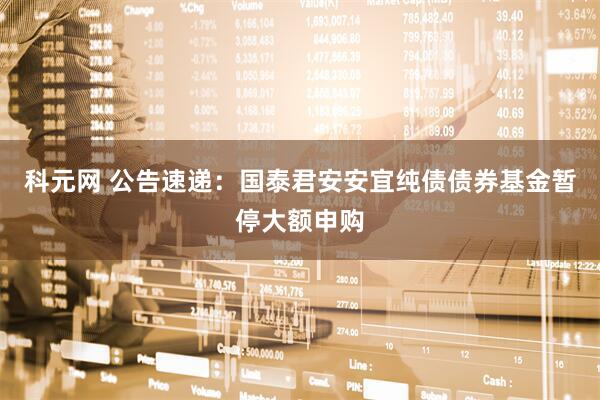 科元网 公告速递：国泰君安安宜纯债债券基金暂停大额申购
